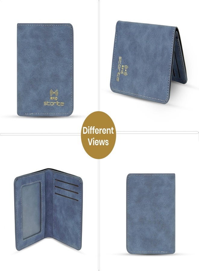 Storite Men's PU Leather RFID Protected Slim Bi-Fold Money Credit Card Holder Wallet Purse (Blue-11 x 8.5 x 0.8cm) - Image 4